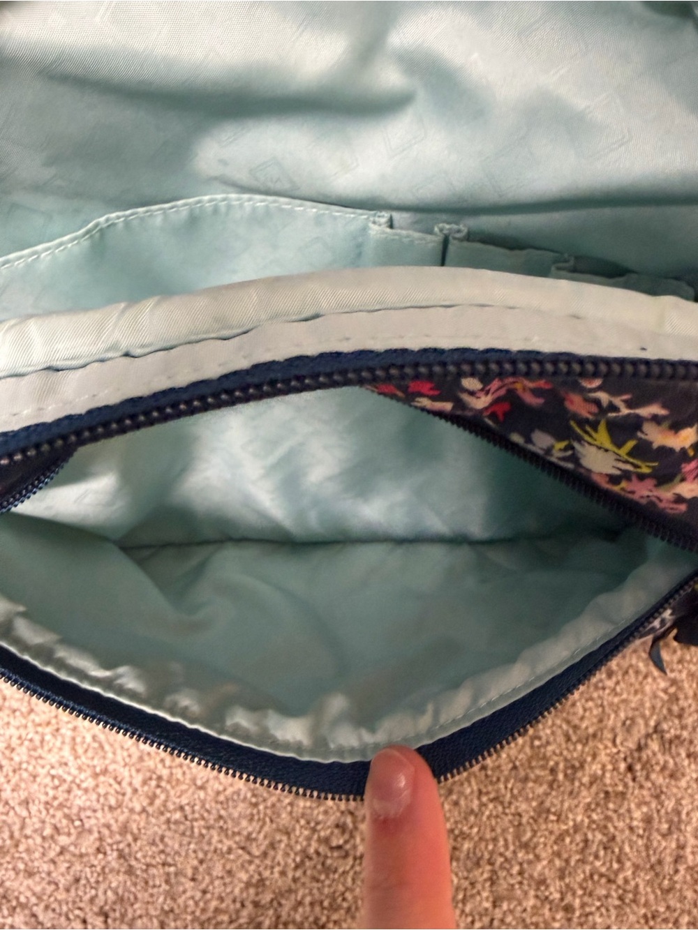 Vera Bradley Navy Quilted Floral Backpack Panel - Picture 3 of 9